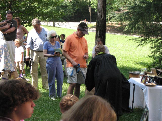 Line for Animal Blessing Religious Service Emory Presbyterian Church